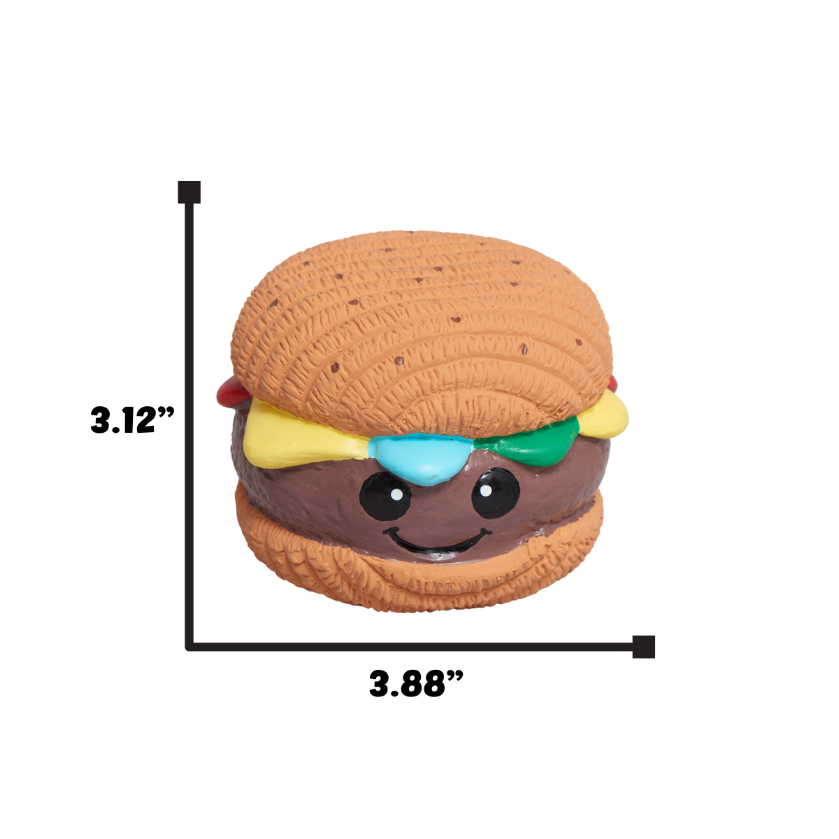 Big Buns Hamburger Ruff-Tex® Latex Ball Dog Toy – Squeaky, Bouncy & Floats HuggleHounds