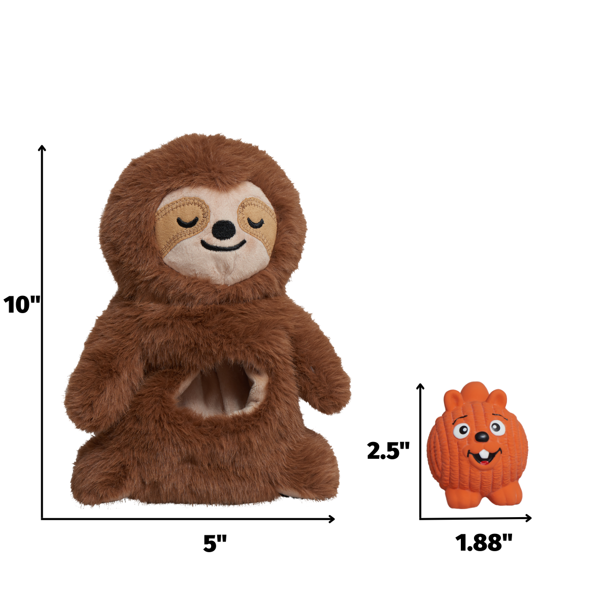 HuggleSnuffles™ Snuggle & Zoom™ Enrichment Toy – 2-in-1 Plush Sloth & Ruff-Tex® Ball HuggleHounds