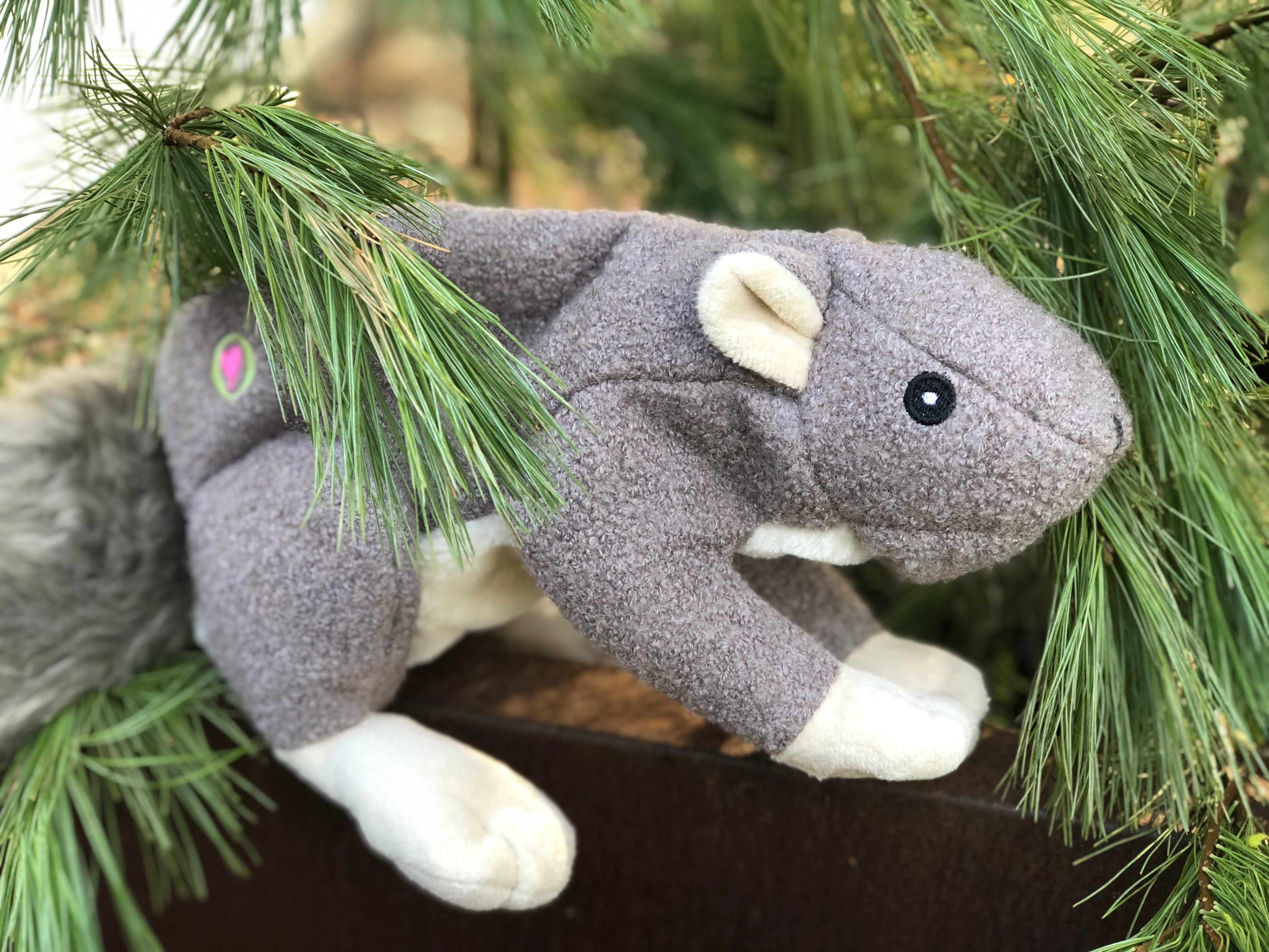 Feller Squirrel Plush Dog Toy – Soft, Squeaky Tug Toy for Dogs HuggleHounds