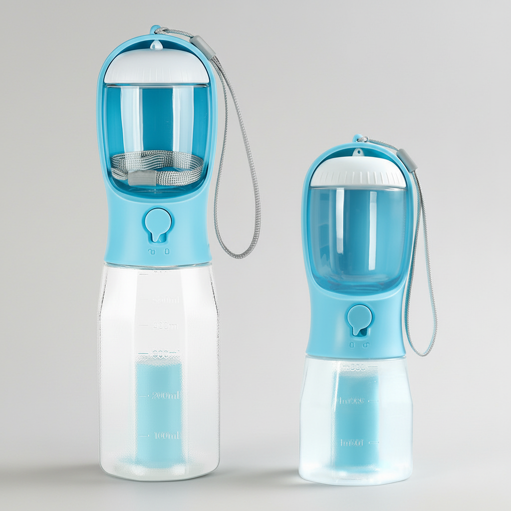 3-in-1 Pet Water Bottle | Temperature Indicator, Portable Dog Water Bottle | 300ml & 600ml Midfox