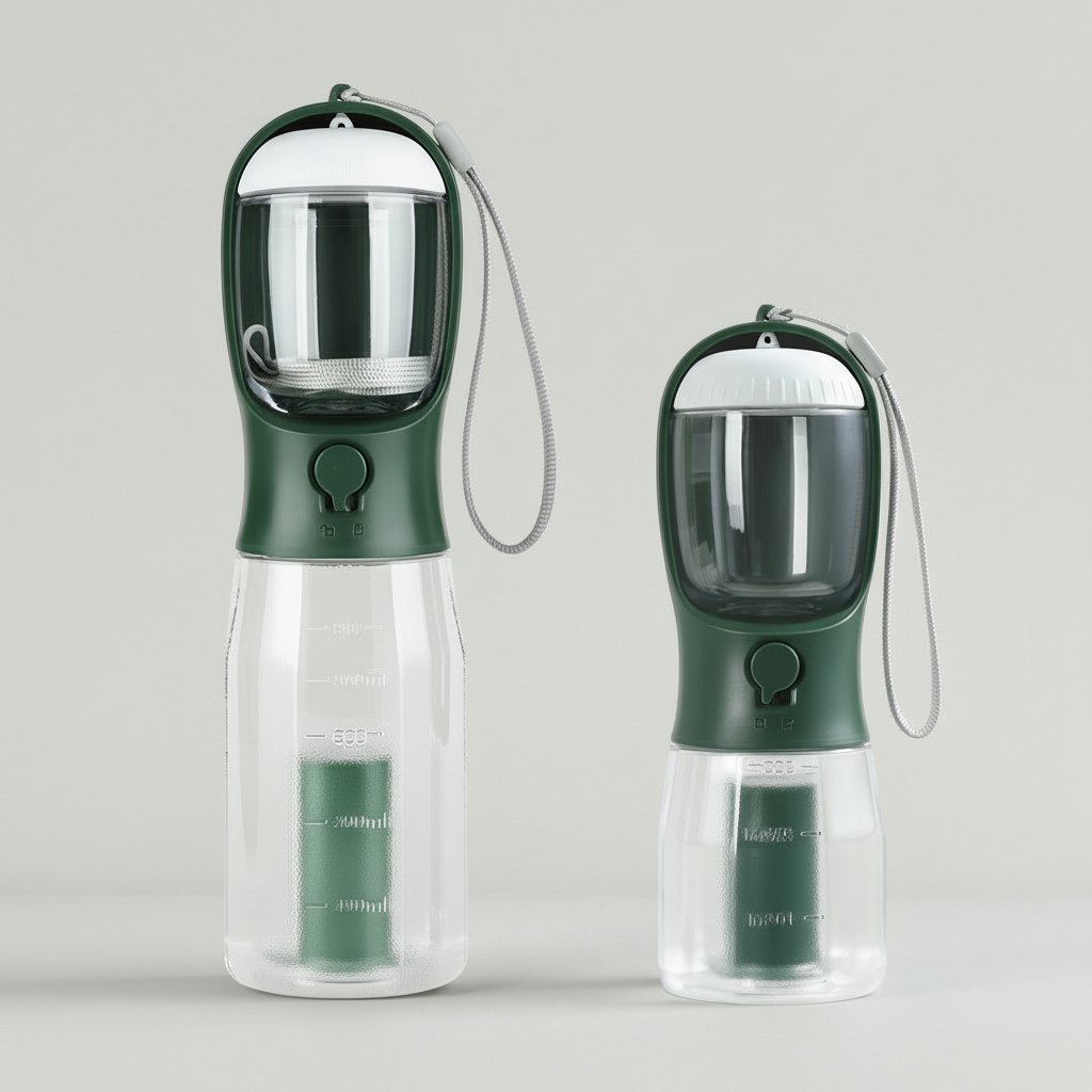 3-in-1 Pet Water Bottle | Temperature Indicator, Portable Dog Water Bottle | 300ml & 600ml Midfox