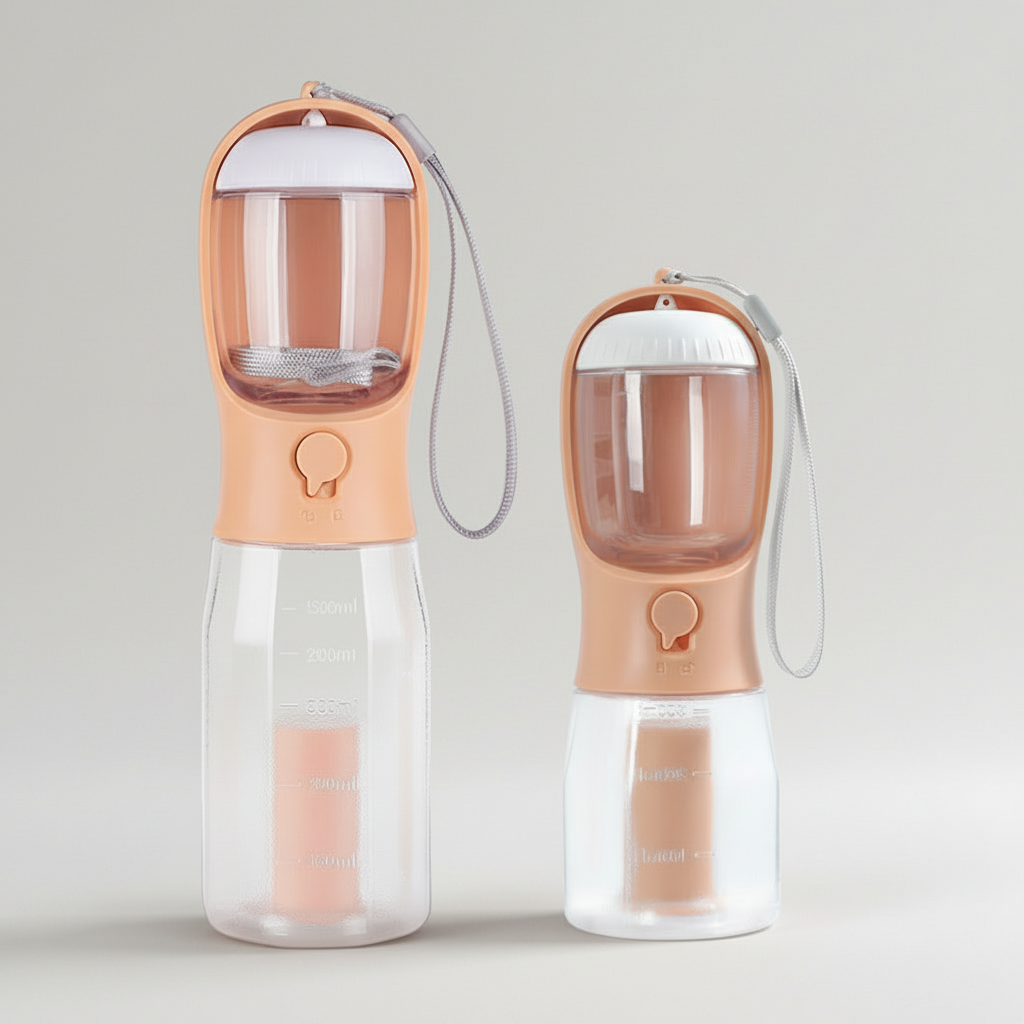 3-in-1 Pet Water Bottle | Temperature Indicator, Portable Dog Water Bottle | 300ml & 600ml Midfox