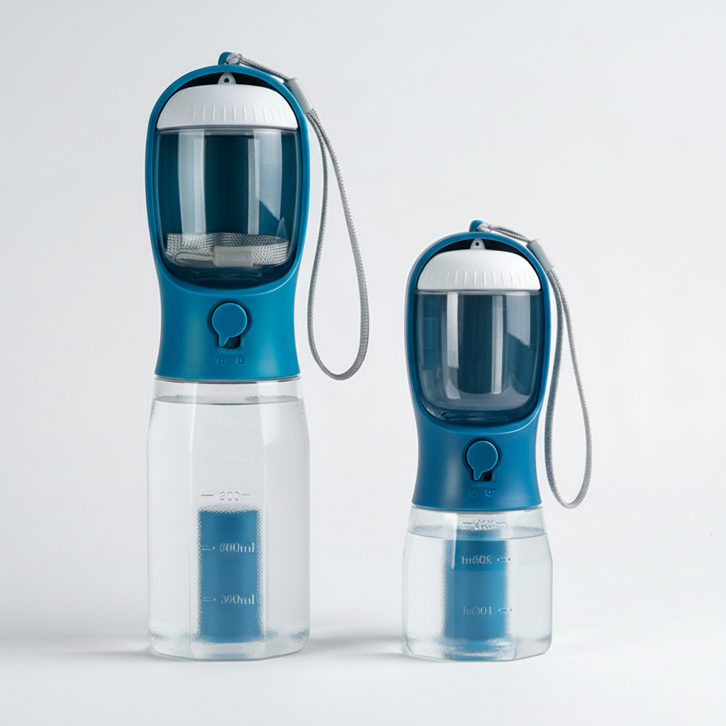 3-in-1 Pet Water Bottle | Temperature Indicator, Portable Dog Water Bottle | 300ml & 600ml Midfox