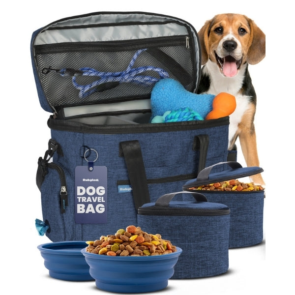 The Original Doggy Bag™ | Dog Travel Bag with Bowls, Food Containers & Poop Bag Dispenser Rubyloo
