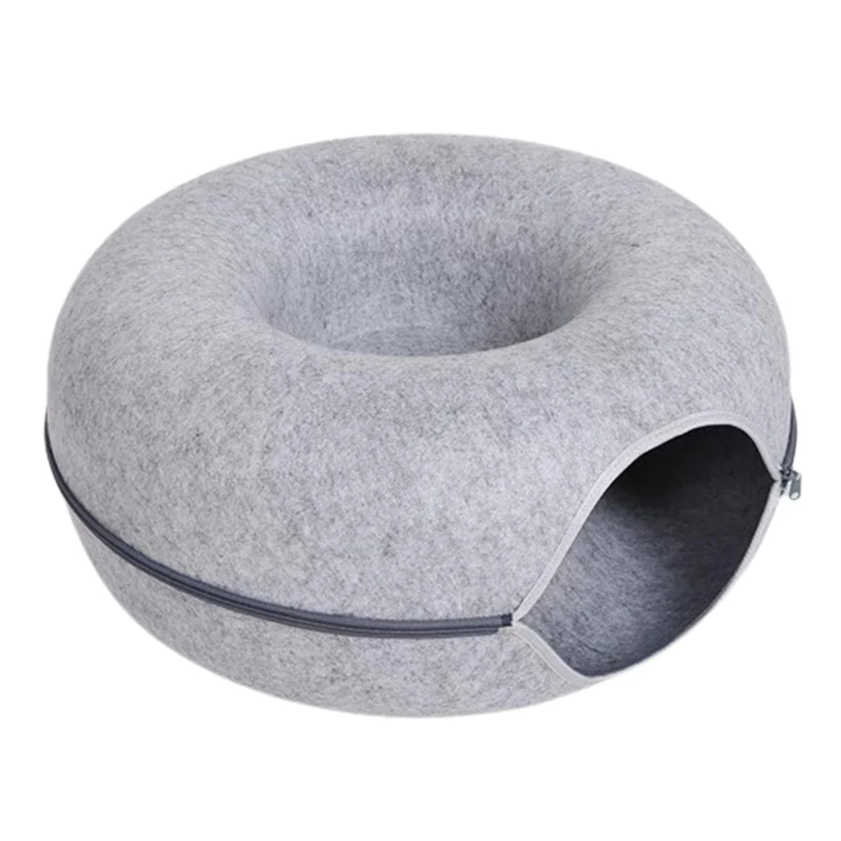 Felt Donut Cat Bed | 2-in-1 Cat Tunnel Bed & Hideout Whisker House