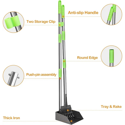 Dog Pooper Scooper Long Handle Stainless Metal