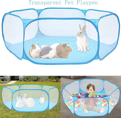 Foldable Transparent Exercise Fence Indoor Outdoor Small Animal