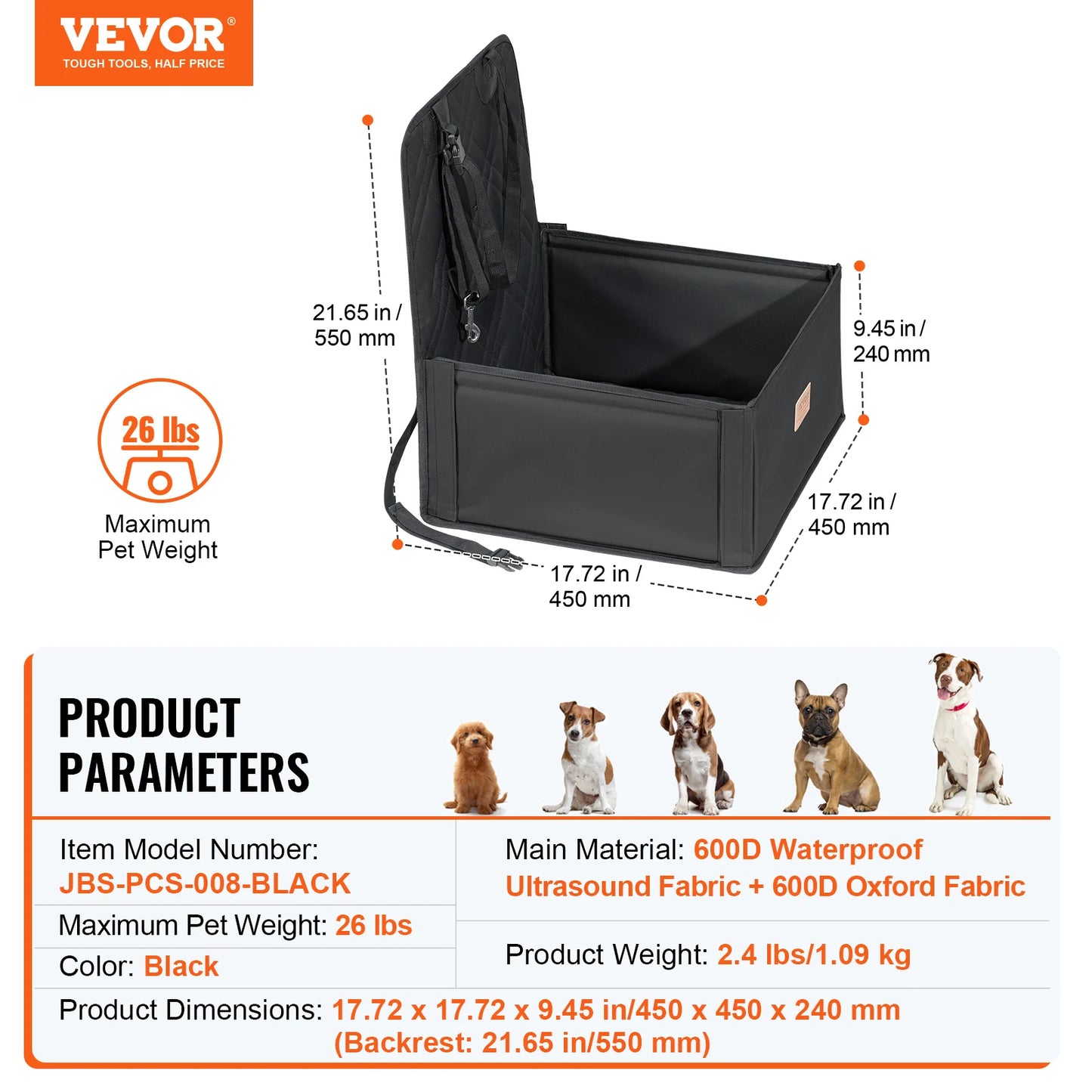 Dog Car Seat Waterproof Booster Seat