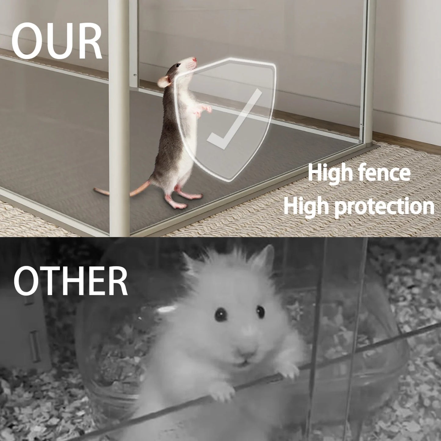 124cm Clear Acrylic Indoor 6 Panels Pet Enclosure w/ Waterproof Floor Pad