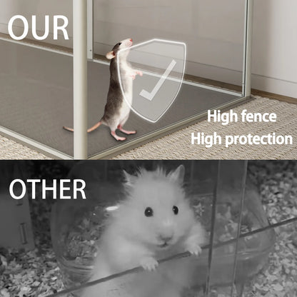 124cm Clear Acrylic Indoor 6 Panels Pet Enclosure w/ Waterproof Floor Pad
