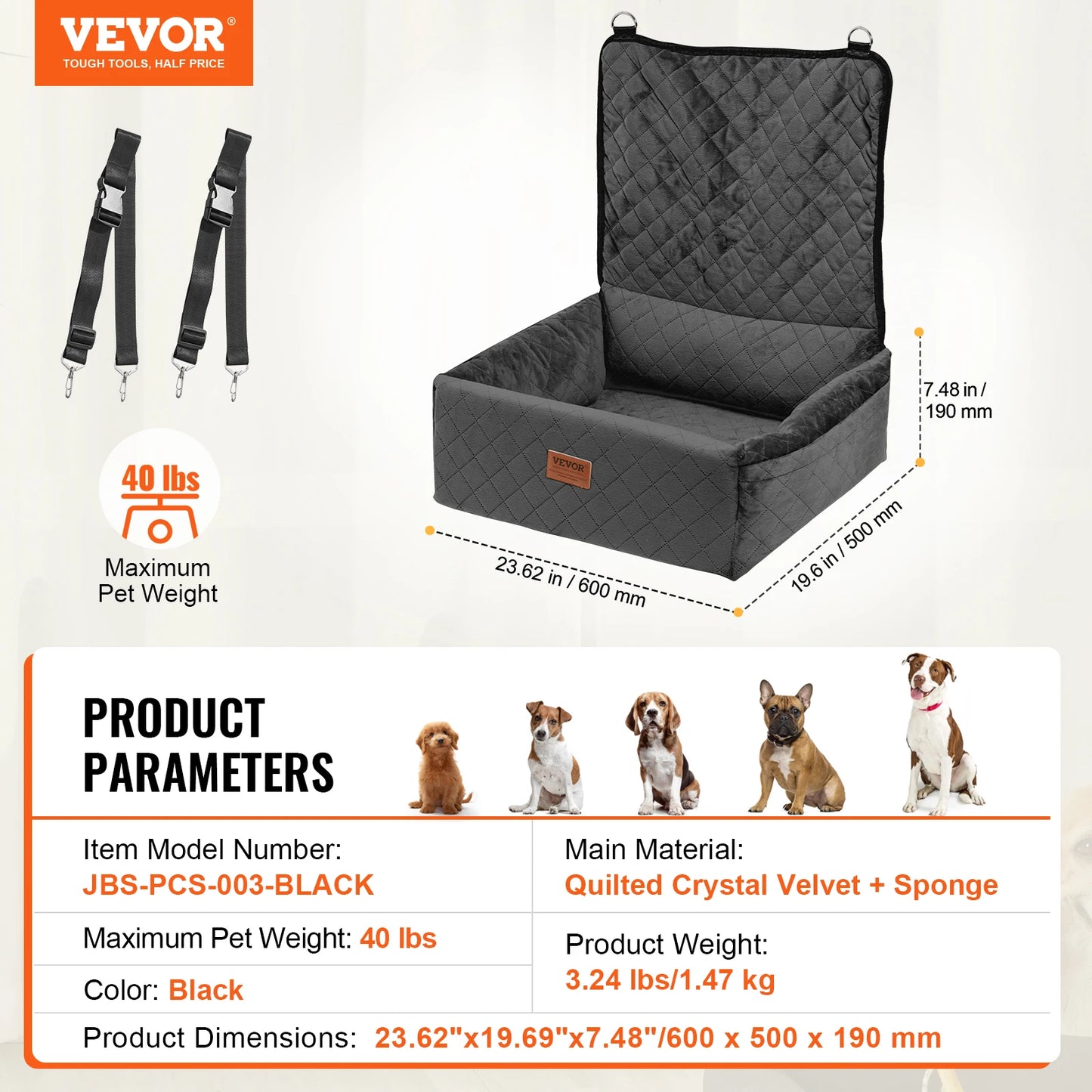 Dog Car Seat Waterproof Booster Seat