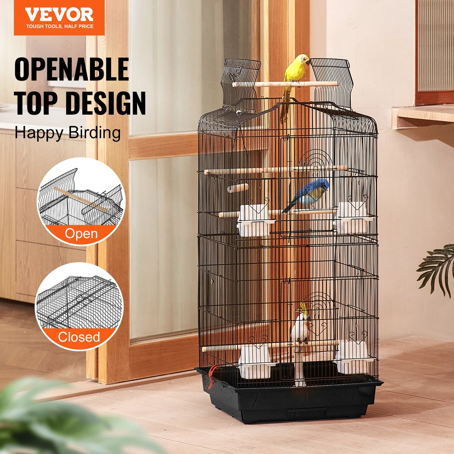 Open Top Large Parrot Bird Cage
