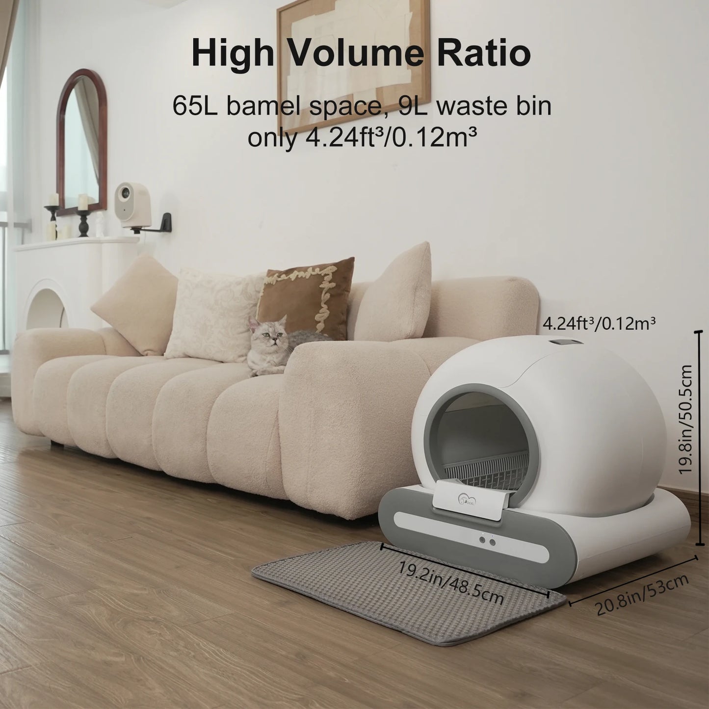 65L Self-Cleaning Cat Litter Box App Control