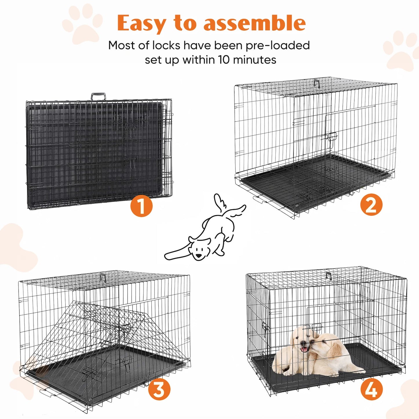 48 Inch Double Door Folding Metal Wire Cage