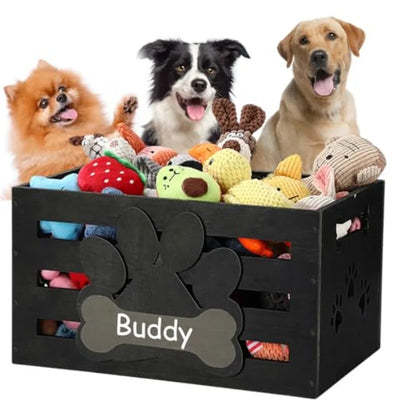 Large Wood Dog Toy Bin Storage