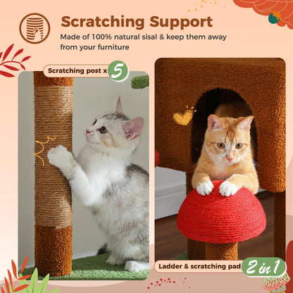 Cat Tree Floor to Ceiling Adjustable Height with Cat Condo
