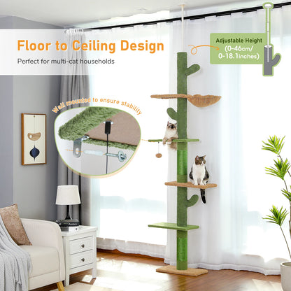 Cat Tree 5-Tier Floor to Ceiling Cactus
