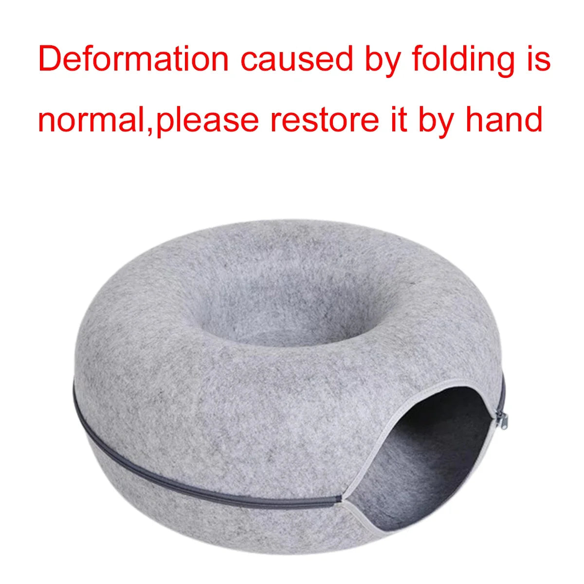Felt Donut Cat Bed | 2-in-1 Cat Tunnel Bed & Hideout Whisker House