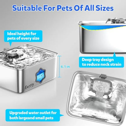 Large Water Fountain 15L 4Gal with Visual Window Dual Color LED