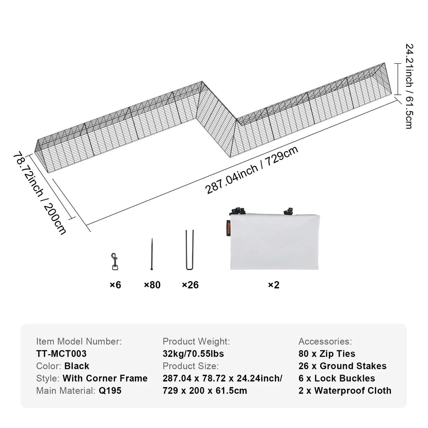 Chicken Tunnels 157.5 x 39.4 x 24.2  for Yard Portable