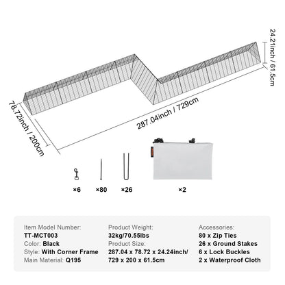 Chicken Tunnels 157.5 x 39.4 x 24.2  for Yard Portable