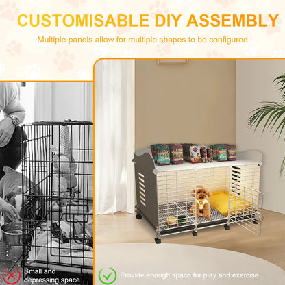 Indoor Dog House with Wheels & Storage
