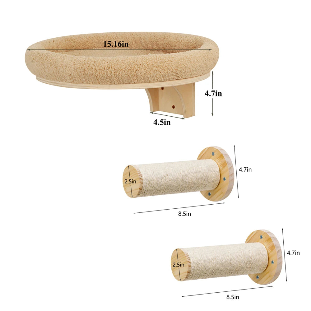 Wall Mounted Solid Wooden Furniture For Climbing