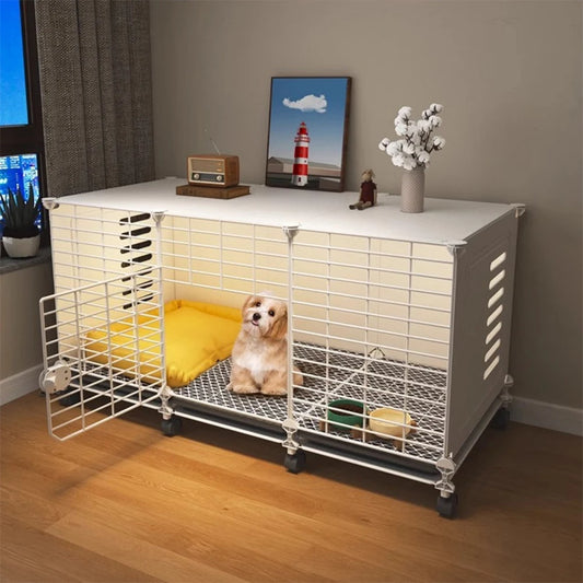 Indoor Dog House with Wheels & Storage
