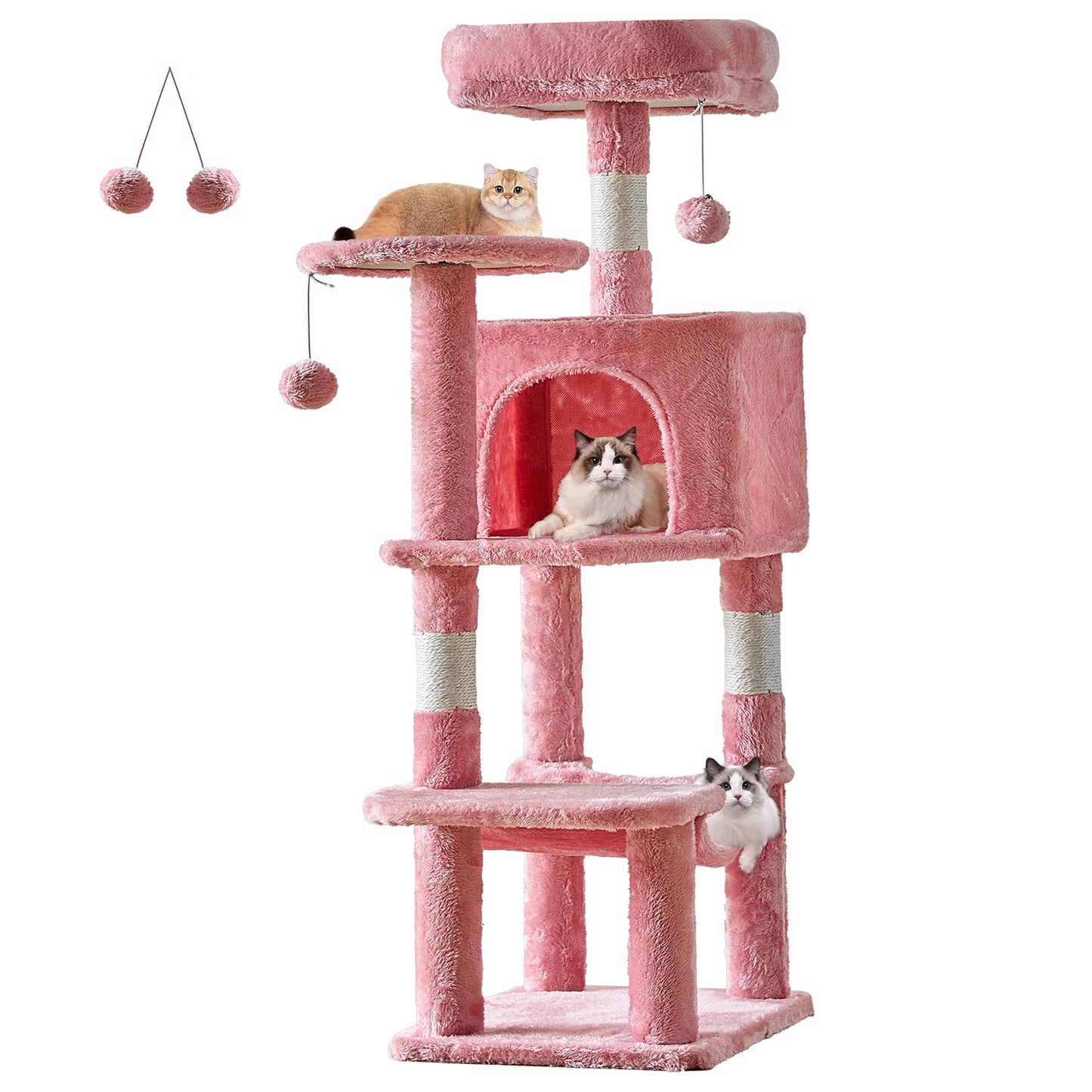 44In Tall Multi-Cat Climbing Tower Natural Sisal Scratching Posts