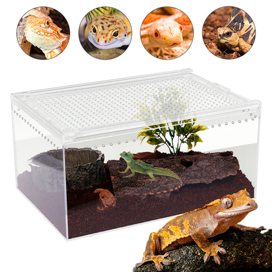Acrylic Reptile Terrarium 12x8x6" Stackable with Magnetic Lock