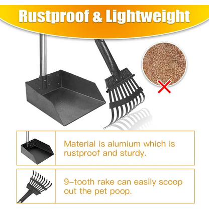 Dog Pooper Scooper Long Handle Stainless Metal
