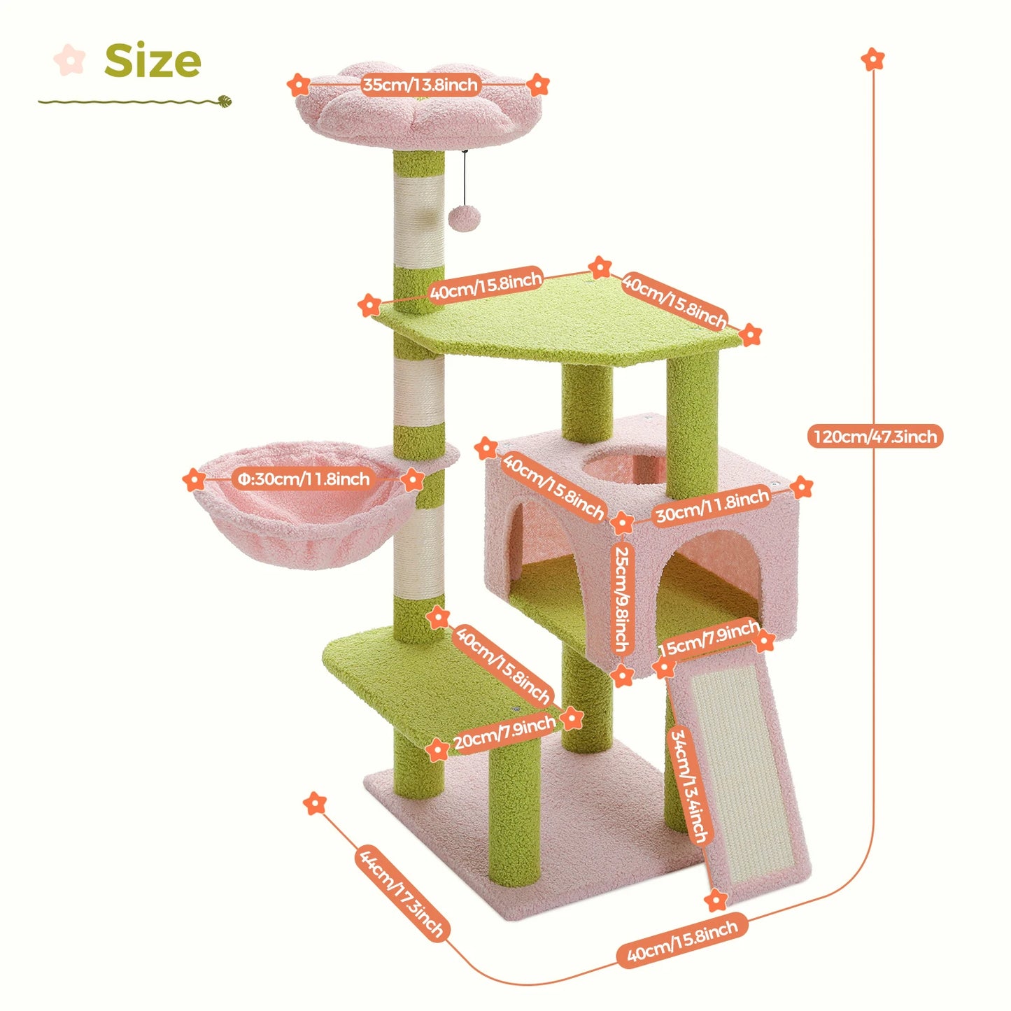 Flower Cat Tree Multi-Level Tower with Sisal