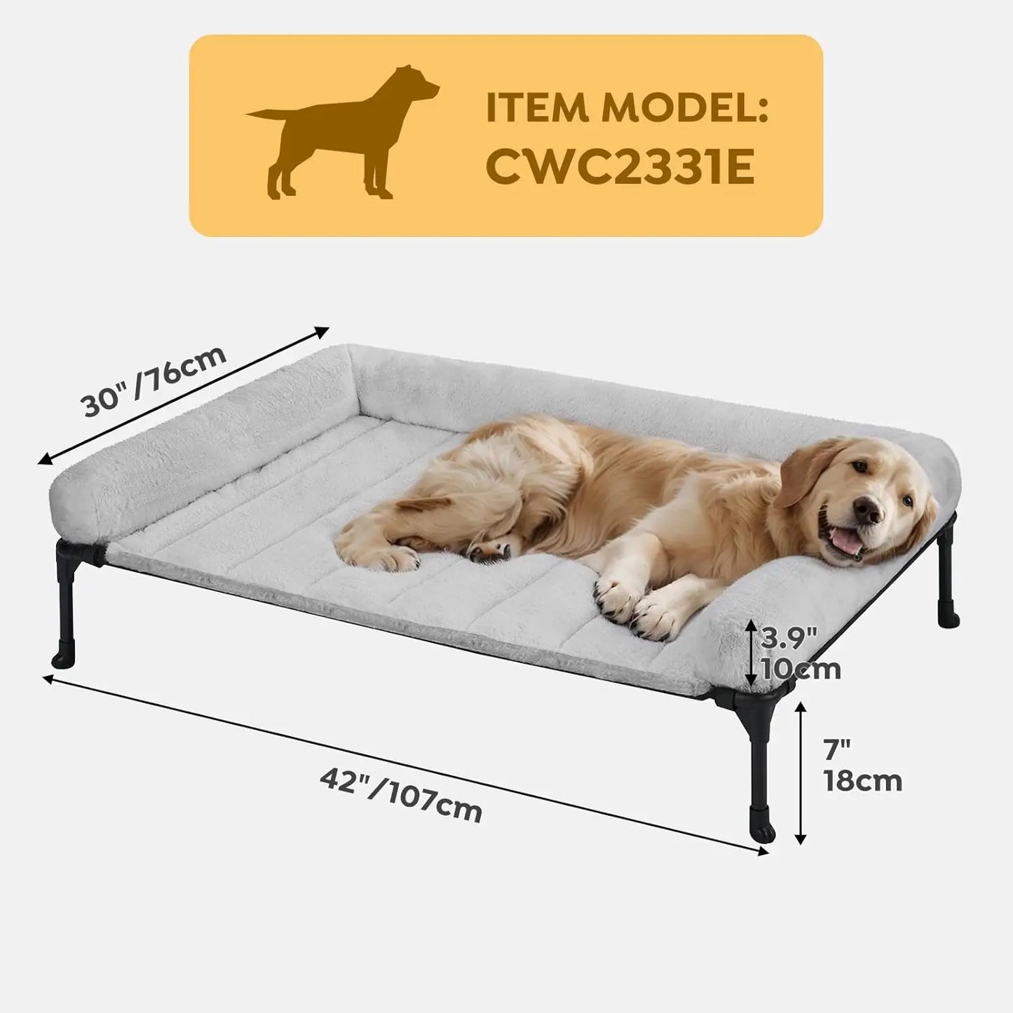 Elevated Orthopedic  Bed with Fluffy Bolster