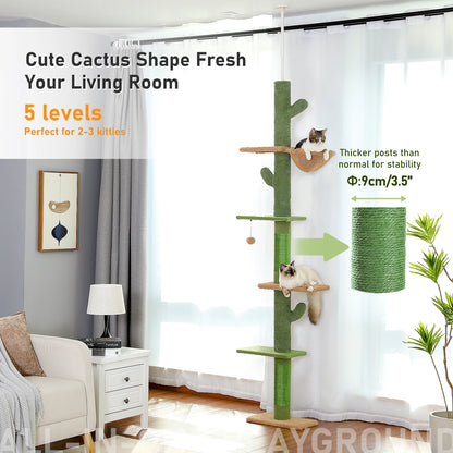 Cat Tree 5-Tier Floor to Ceiling Cactus