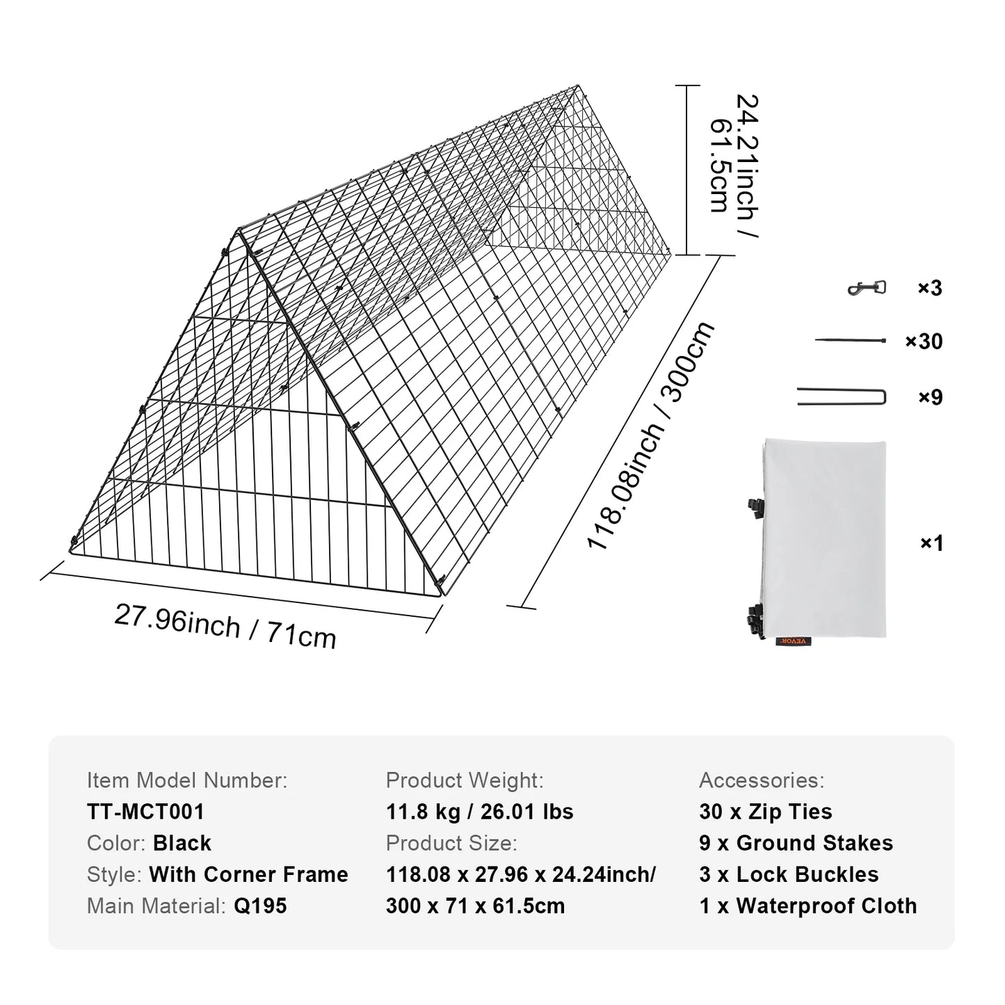 Chicken Tunnels 157.5 x 39.4 x 24.2  for Yard Portable