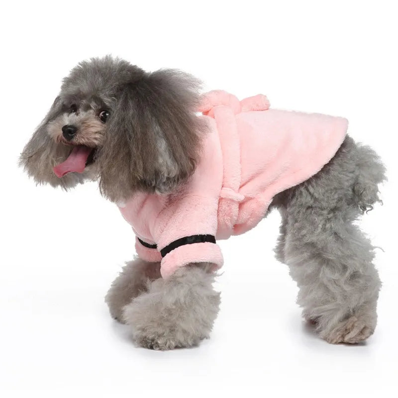 Pet Dog Bathrobe with Hood, Drying Towel
