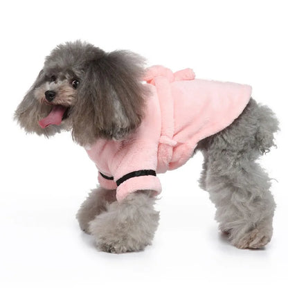 Pet Dog Bathrobe with Hood, Drying Towel