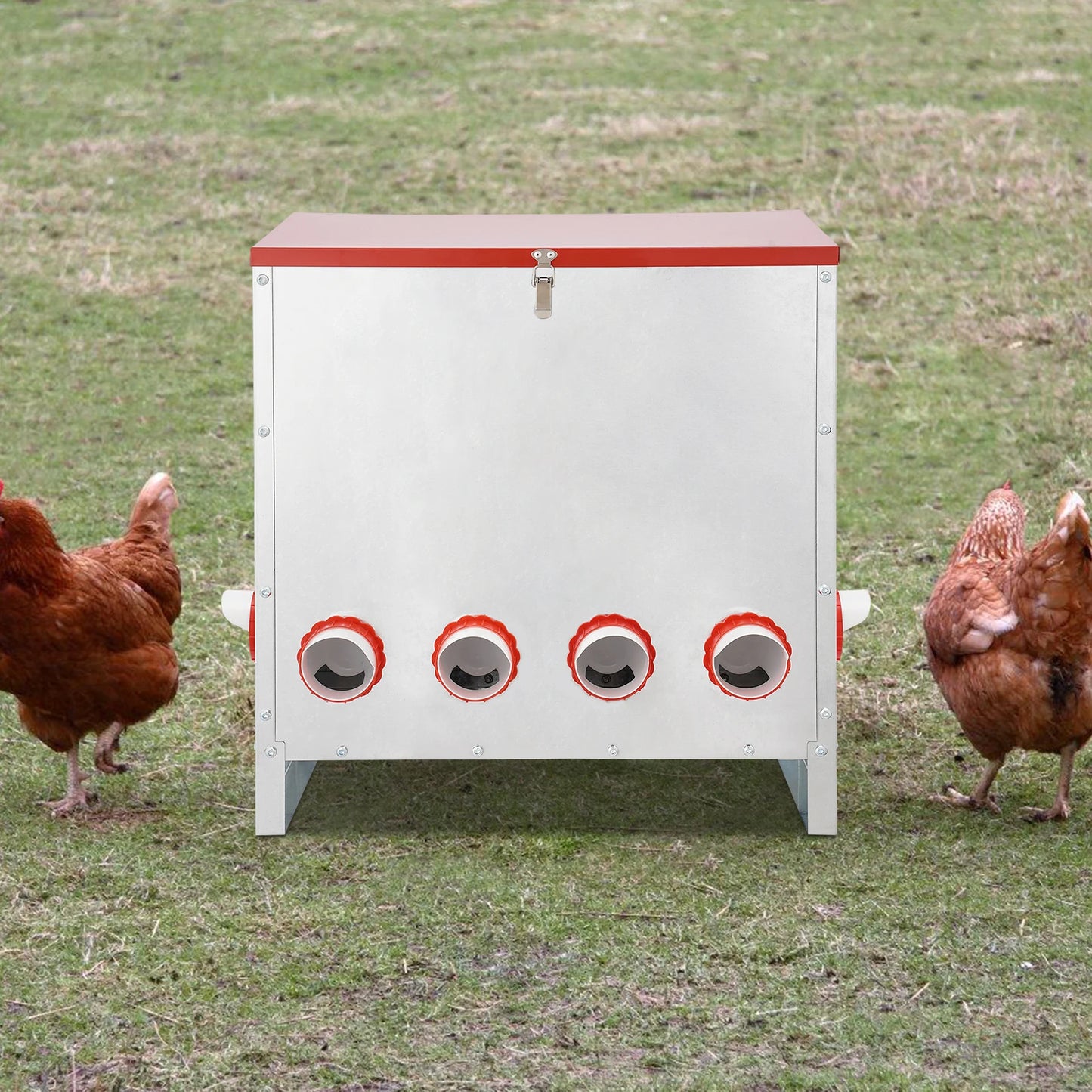 10 Ports Galvanized Metal Chicken Feeder 66.14LBS