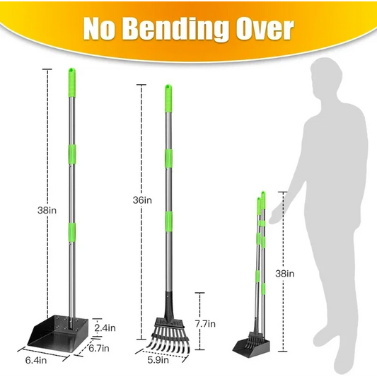 Dog Pooper Scooper Long Handle Stainless Metal