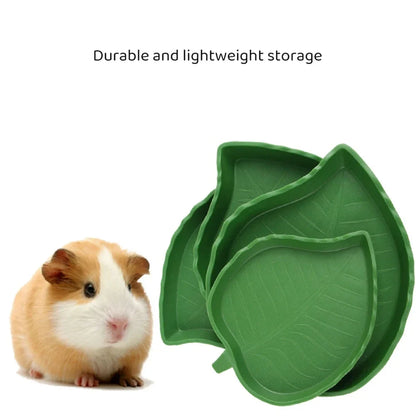 Leaf Shape Reptile Feeder Food Water Bowl For Small Pets