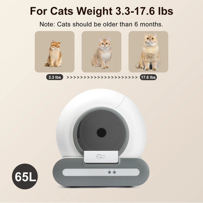 65L Self-Cleaning Cat Litter Box App Control