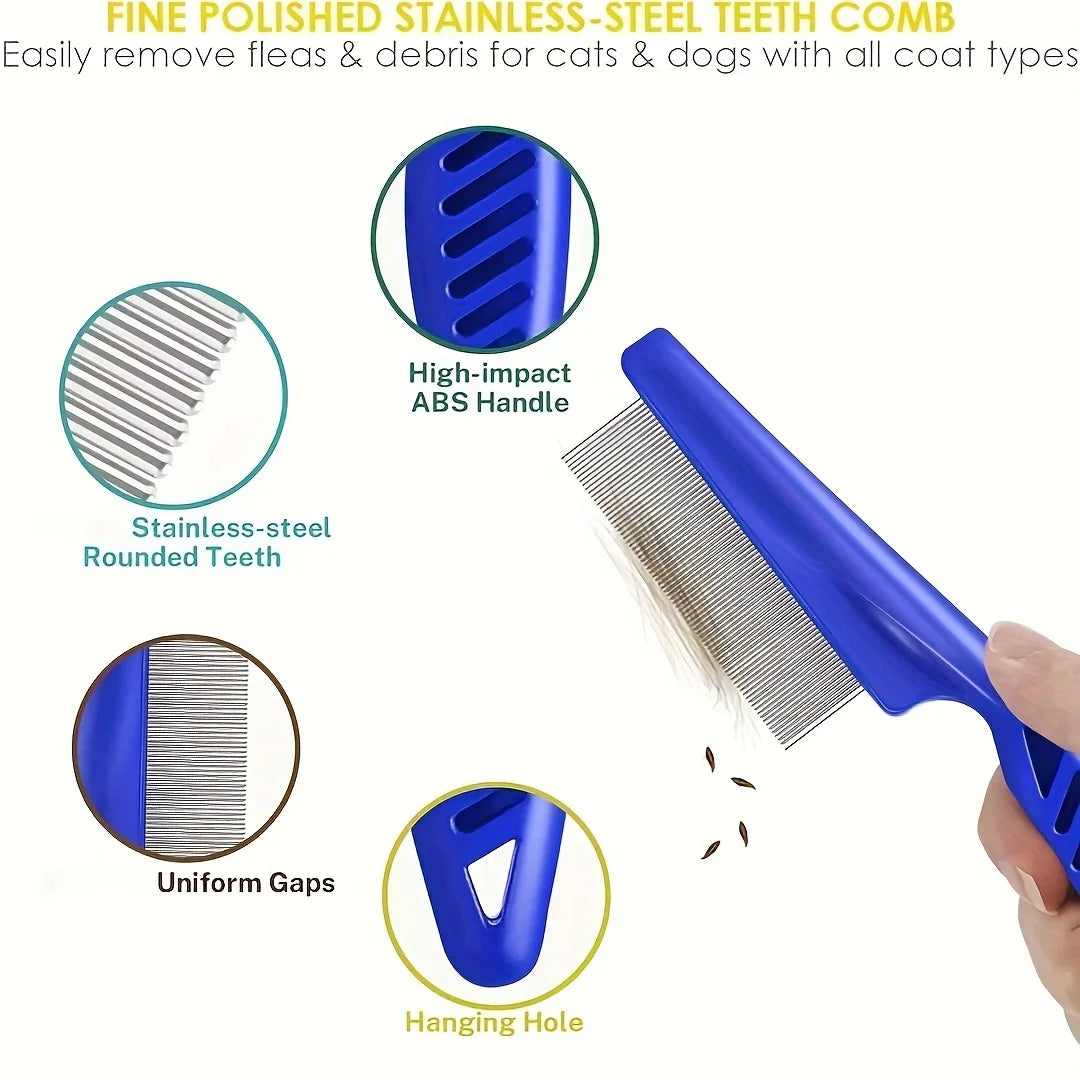 Pack of 4 Flea and Lice Combs, Stainless Steelt Grooming Comb