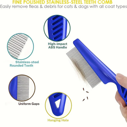 Pack of 4 Flea and Lice Combs, Stainless Steelt Grooming Comb