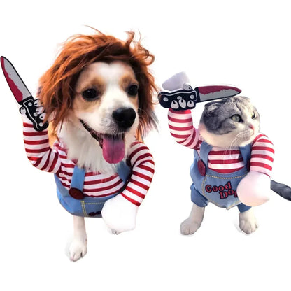 Halloween Costume Chucky Doll Cosplay Holding A Knife