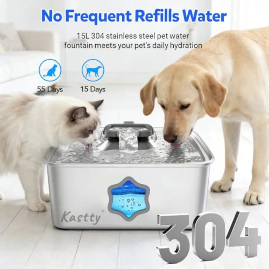 Large Water Fountain 15L 4Gal with Visual Window Dual Color LED