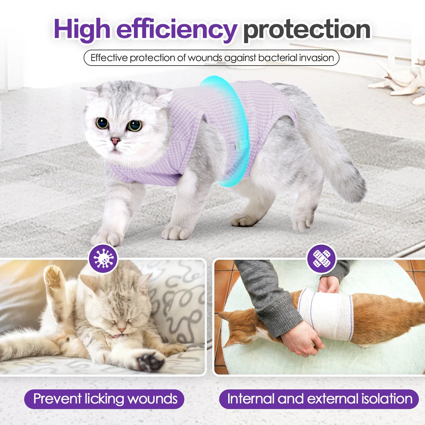 Cat Recovery Suit Onesie for Cats