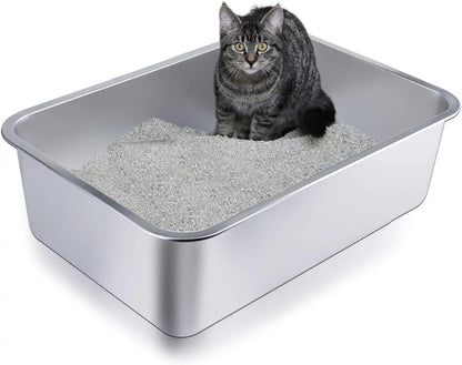 Stainless Steel Cat Litter Box (15.6x11.6x3.9 in)