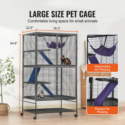 64.6" Rolling Metal  Cage Large 4-Tier