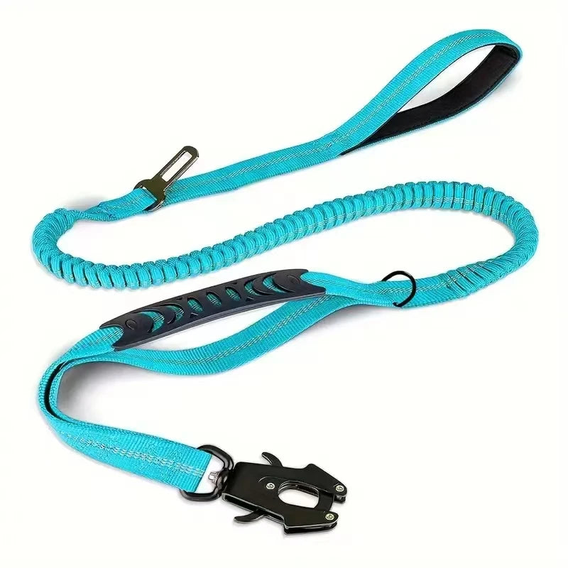 Reflective Shock Absorbing Leash with Car Seatbelt