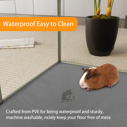 124cm Clear Acrylic Indoor 6 Panels Pet Enclosure w/ Waterproof Floor Pad
